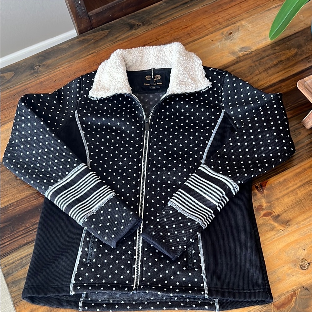 Wooly Bully Wear Black/White Diamond Fleece Jacket w/Thumbholes